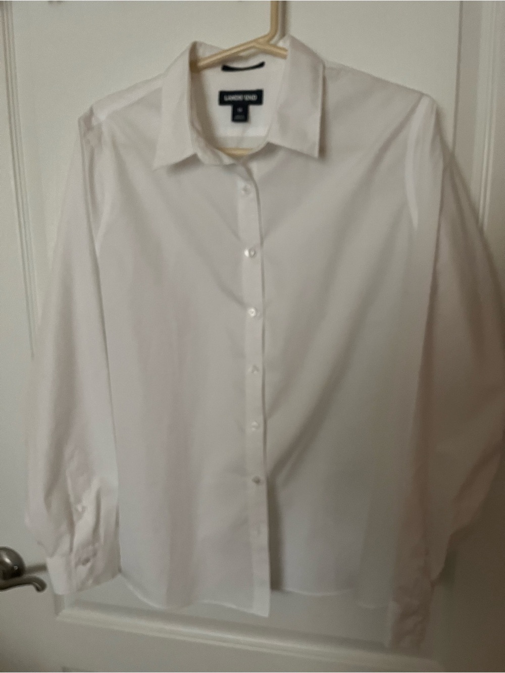 Lands' End Women’s White Button-Up Dress Shirt